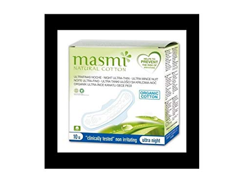 Masmi Natural Cotton, Absorbente bio ultra noche, pack de 10