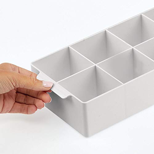 mDesign Juego de 2 Cajas organizadoras – Caja con Compartimentos con 8 apartados para Guardar Maquillaje y medicamentos – Práctico Organizador de Maquillaje para el baño, para pintaúñas y más – Gris