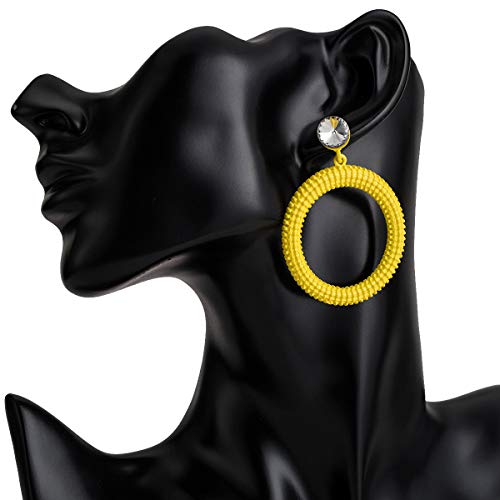 MDGWM Pendientes de Anillo geométrico de aleación Exquisita y Elegante, Estilo Fresco y Elegante, Hacen Que Las Mujeres Sean más Elegantes de Color Amarillo