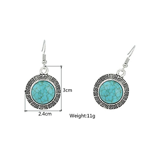 MEEOI exageración de la moda Ear Stud Earrings Ear Hoop 925 de plata esterlina para mujer, etnia turquesa vintage, pendientes redondos de viento