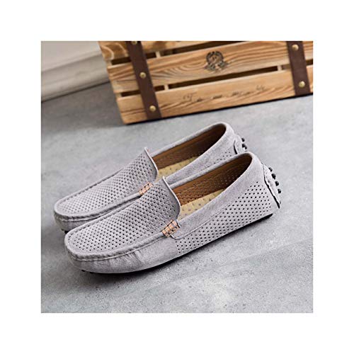 Mens Casual Loafers Luxury Brand Top Men's Casual Shoes Slip on Boat Shoes for Men Moccasins Chaussure 38-44 Grey 9.5