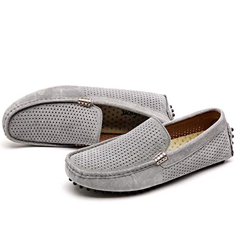 Mens Casual Loafers Luxury Brand Top Men's Casual Shoes Slip on Boat Shoes for Men Moccasins Chaussure 38-44 Grey 9.5