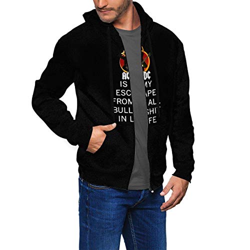 Men's Crew Sweatshirt, ACDC Band Logo Mans Hoodie Pullover Sweatshirt Soft Black