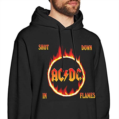 Men's Crew Sweatshirt, ACDC Design Mens Hoodies Sweatshirt Pullover Soft Cotton Black