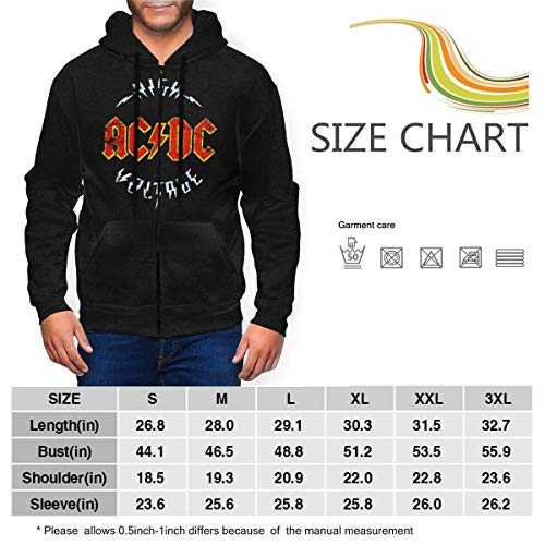 Men's Crew Sweatshirt, Vintage ACDC Design Mens Hoodie Pullover Sweatshirt Black