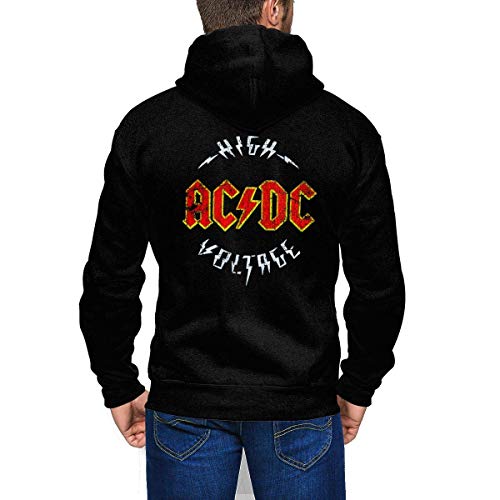 Men's Crew Sweatshirt, Vintage ACDC Design Mens Hoodie Pullover Sweatshirt Black