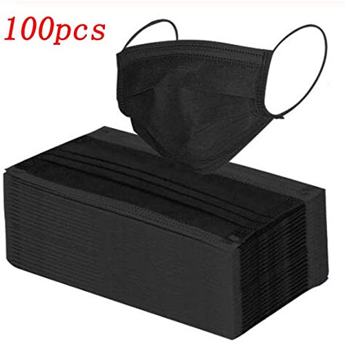 MERICAL-Hommes Protección 3 Capas Transpirables con Elástico para Los Oídos Pack 50 Unidades（100,Negro）