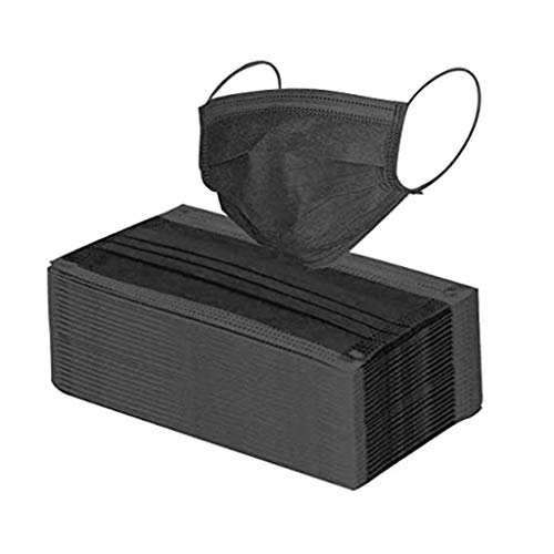 MERICAL-Hommes Protección 3 Capas Transpirables con Elástico para Los Oídos Pack 50 Unidades（100,Negro）