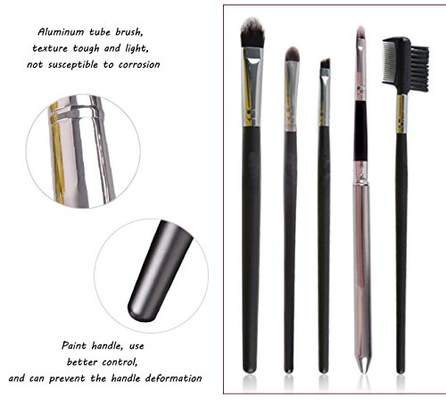 MERRYHE 8pcs Pinceles De Maquillaje Rubor En Polvo Cara Ceja Fundación Cosméticos Herramientas Maquillaje Profesional Conjunto De Pinceles con Bolsa De Cuero (Negro),BlackBag