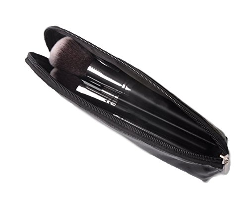 MERRYHE 8pcs Pinceles De Maquillaje Rubor En Polvo Cara Ceja Fundación Cosméticos Herramientas Maquillaje Profesional Conjunto De Pinceles con Bolsa De Cuero (Negro),BlackBag