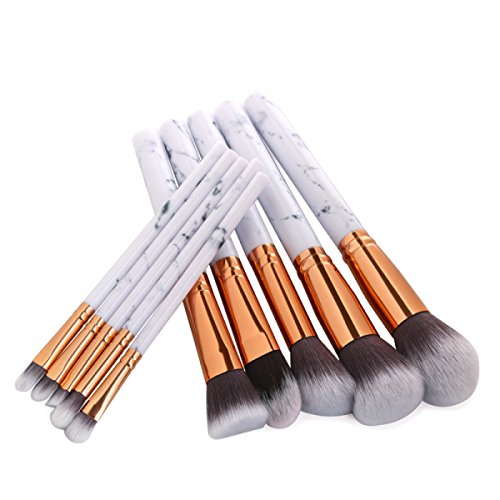 MERRYHE Pinceles De Maquillaje Set 10pcs Profesional Blush Face Eye Foundation Blending Liquid Powder Cream Cosmetics Brushes Kit,Marble