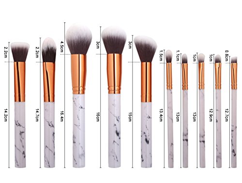 MERRYHE Pinceles De Maquillaje Set 10pcs Profesional Blush Face Eye Foundation Blending Liquid Powder Cream Cosmetics Brushes Kit,Marble