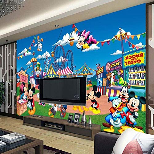 MGQSS fondo de pantalla mural Parque infantil de personaje de ratón de dibujos animados Autoadhesivo 3D póster foto Hogar decoración dormitorio sala cocina televisión corredor oficina (W)200x(H)150 cm