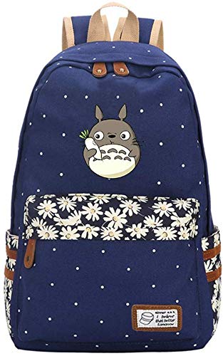 Mi Vecino Totoro Mochila Mochila de Dibujos Animados Bolso de Hombro Escolar Studio Ghibli Adolescente Bolso de Escuela para Estudiante Mochila Escolar Niño Niña (A)