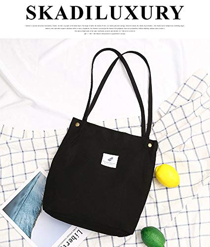 MINGZE Nuevo Bolsa Mujer de Lona, Bolso Bandolera Hombro Tote Mano Casual Crossbody Bolsos Shopper Multifuncional (Negro)