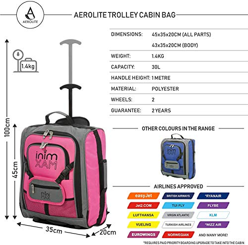 Minimax Equipaje Infantil niños Cabina de Equipaje Maleta Trolley con la Mochila y la Bolsa para su Favorito Juguetes/muñecas/Peluches (Rosa)