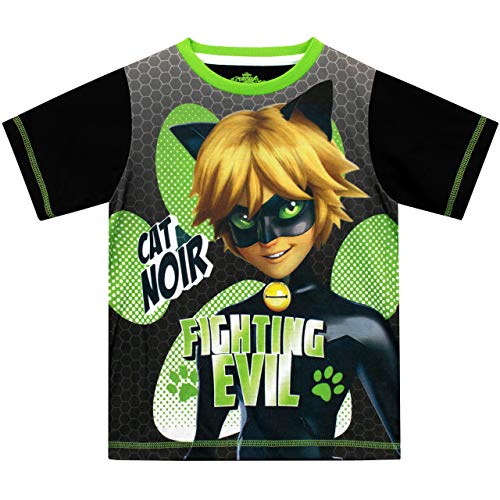 Miraculous Pijamas de Manga Corta para Niños Cat Noir Verde 5-6 Años