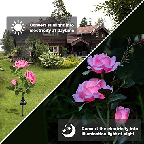 MMTX Luces LED Decorativas Rosas Solares, IP65 Luz Solar Al Aire Libre Del Jardín Para Exterior Solares, Jardín, Patio, Caminos(Rosa)