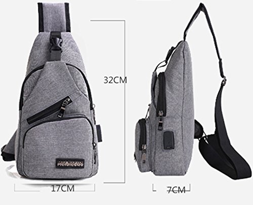 Mochila bandolera de pecho LemonGirl con cargador USB para hombres y mujeres, para senderismo, acampadas, ciclismo, hombre, XW210-Black, negro, talla única