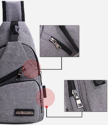 Mochila bandolera de pecho LemonGirl con cargador USB para hombres y mujeres, para senderismo, acampadas, ciclismo, hombre, XW210-Black, negro, talla única