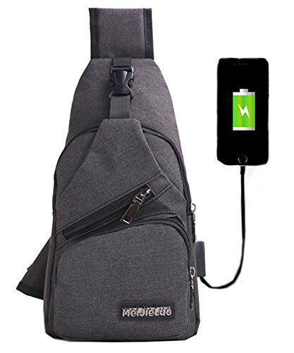 Mochila bandolera de pecho LemonGirl con cargador USB para hombres y mujeres, para senderismo, acampadas, ciclismo, hombre, XW210-Black, negro, talla única