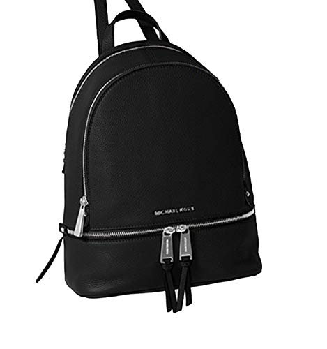 MOCHILA RHEA ZIP MEDIUM BACK PACK NEGRA MICHAEL KORS