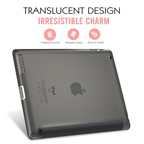 MoKo Funda para iPad 2/3 / 4 - Ultra Slim Función de Soporte Protectora Plegable Smart Cover Trasera Transparente Durable (Auto Sueño/Estela) para Apple iPad 2/3 / 4 9.7 Pulgadas, Gris Espacial