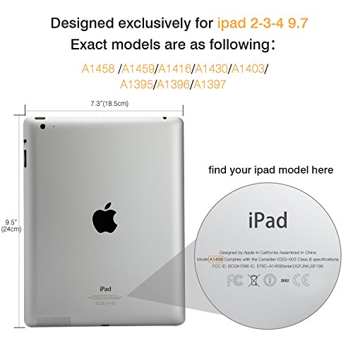 MoKo Funda para iPad 2/3 / 4 - Ultra Slim Función de Soporte Protectora Plegable Smart Cover Trasera Transparente Durable (Auto Sueño/Estela) para Apple iPad 2/3 / 4 9.7 Pulgadas, Gris Espacial