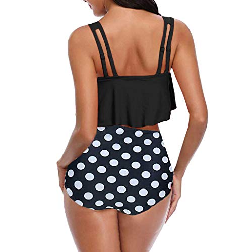 Momoxi Traje de natación para Mujer,Mujeres Dos Piezas más tamaño Sexy sin Espalda Cuello Alto Cabestro Floral Impreso Conjunto Monokini con Uno/Dos Tirantes Traje de Baño de Una Pieza Talla Grande