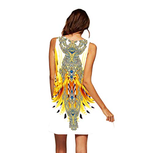 MOMOXI Vestidos para Mujer Mini Vestido Corto Corto de Moda de la Vendimia de la impresión de la Playa del Verano de Las de Boho Fiesta Verano de Noche Estampado de Geometría Halter Playa Falda