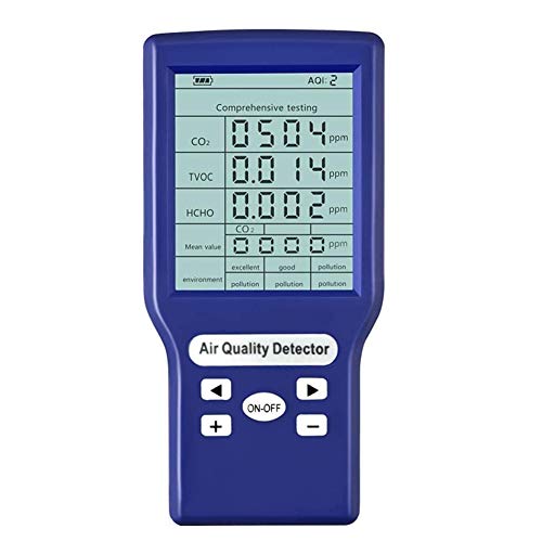 Monitor De Calidad Del Aire, Pantalla LCD Digital Con Detector De CO2 HCHO TVOC, Probador De Formaldehído Medidor CO2 Formaldehído (HCHO) TVOC Ppm