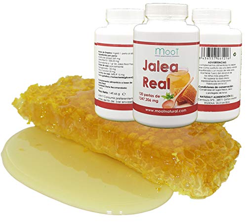 Moot Jalea Real | 120 Perlas de 1.000mg | Refuerza las defensas, Reduce el cansancio y la Fatiga, Aporta energía. Mejora el rendimiento mental. Tratamiento para 4 meses. Complemento Alimenticio.