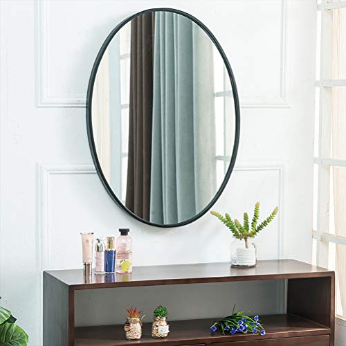 MYF Espejo de baño Europeo Espejo de baño Baño Ovalado Baño Espejo de Pared Espejo de Maquillaje Espejo de Vestir Simple Negro/Dorado,Metallic,50cm*75cm