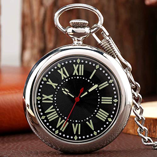 N / A Moda Bolsillo de Cuarzo Reloj de Plata para los Hombres, Relojes de Bolsillo de aleación de Cadena Notable para los niños, Niza Brillante en línea de joyería de números Romanos para los h.