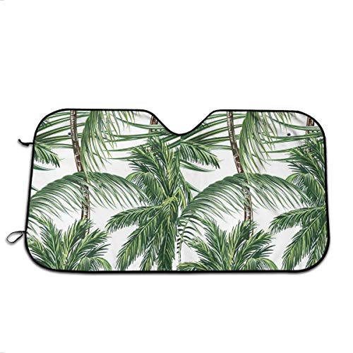 N / A Parasol para Parabrisas De Coche,Sombrilla Ventana Delantera,Tropical Palm Tree Car Windshield Sun Shade Blocks Rayos Ultravioleta Y Daños Universal Fit Cars,Sedans,Trucks,SUV,Vans