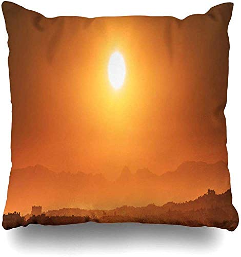 N / A Sofá Fundas Cojín,Almohada Cubierta,Protectora De Almohada,Scenic Orange Sun Fuengirola Andalucía España Sunrise Over del Nature Sky Parks Yellow Bull City Decor Pillowcase