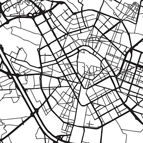 Nacnic Lámina Mapa de la Ciudad Valencia Estilo nordico en Blanco y Negro. Poster tamaño A3 Enmarcado con Marco Negro Impreso Papel 250 gr. Cuadros, láminas y Posters para Salon y Dormitorio