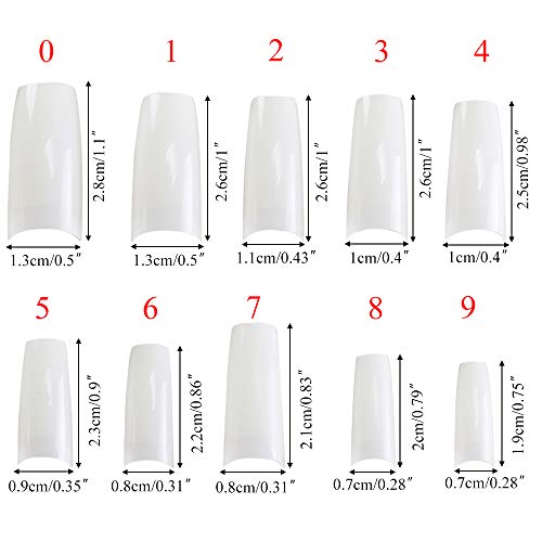 NACTECH 500pcs Uñas Postizas de Acrílico Uña Falsa Artificial Translúcida Oval Clavo Puntas de Uñas Cubierta Completa Manicura Nail Tips Uñas Salón Arte UV Gel DIY Color Natural con Caja 10 Tamaño