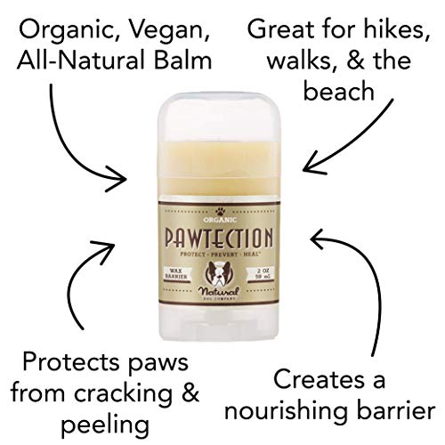 Natural Dog Company PawTection – Cera para protección de las almohadillas de las patas del perro, recomendada para andar por asfaltos calientes, con sal o nieve, producto orgánico y vegano