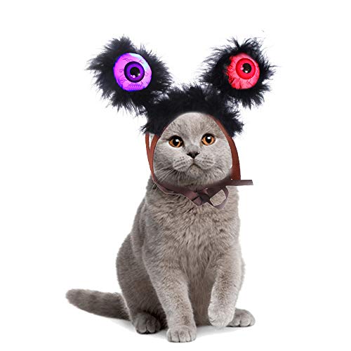 ner Tocado de Mascota de Halloween, Sombrero de decoración de Gato Monstruo de Ojos Grandes y Brillante de Navidad de Halloween, Adecuado para Todos los Gatos y Perros para Carnaval (S)