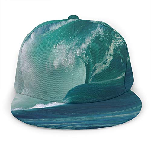 Nicokee Gorra de béisbol Ajustable con diseño de Ondas Marinas, Color Azul y Verde, para Hombres y Mujeres