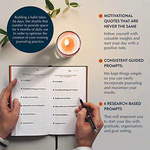 Night Journal by Legendary Life - Research Based, Guided Journal with Prompts that Empower You to End Your Day with Gratitude, Organization, and Goals Setting- Habit tracker- Hardcover or Spiral Bound