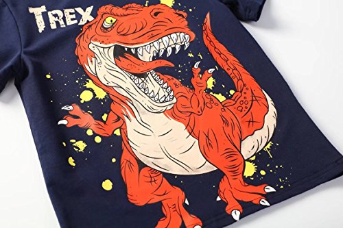 Niños tee 100% algodón Calidad Camiseta Estampada de niños Superior Ligero fácil Cuidado de Dinosaurio Trex Talla 6 años