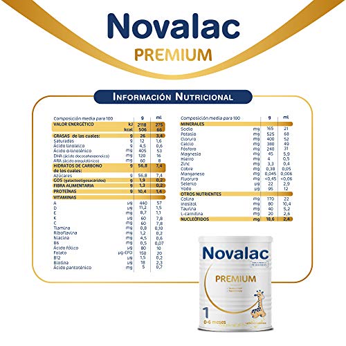 NOVALAC Premium 1 - Leche para lactantes de 0 a 6 meses - 800G