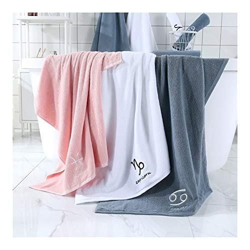 Novedad de Moda De Dos Piezas de Toalla de baño + Toalla de algodón Absorbente 12 Constelación Toalla Toalla Pareja espesantes Deportes para baño Playa (Color : 2-Aquarius, Size : 70 * 140)