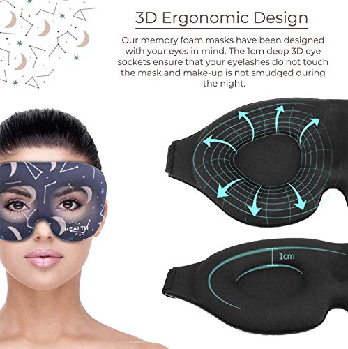 Nueva máscara de luna de viscoespuma transpirable y contorneada en 3D. lycra super suave para hombre y mujer, con correa ajustable adaptada - bloquea el 100% de la luz