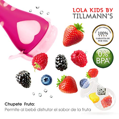 O³ Chupete Fruta Bebe - 2 & 6 Tetinas- Alimentador Antiahogo Bebe -Rosa/Naranja