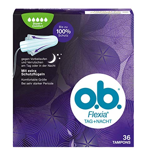 o.b. Tampones flexibles para día y noche Super+ Comfort para una protección extra contra deslizamientos y deslizamientos durante el día o la noche. Con alas protectoras SilkTouch únicas.