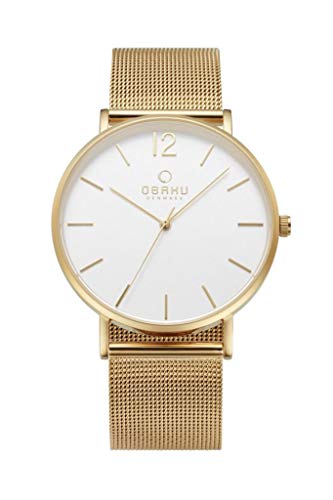 Obaku Dinamarca – Reloj de diseñador para Hombre, diseño clásico Pero Moderno, Elegante Caja de Acero de Oro Rosa, Correa de Malla de Acero Inoxidable, Modelo: Mark