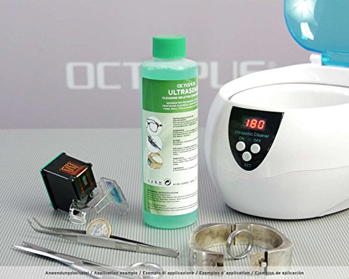 Octopus Limpiador Concentrado ultrasónico para la Limpieza de Joyas, Gafas, dentaduras, Metales Nobles y Cabezales de impresión en baño ultrasónico, 500ml.